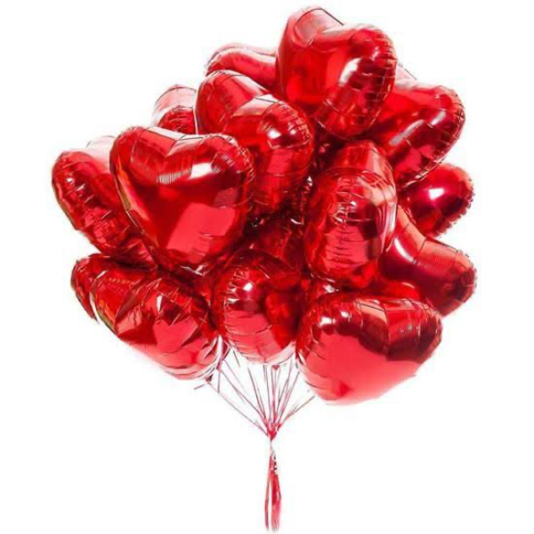  заказ цветов в Анталия 15 Foil Heart Balloons 